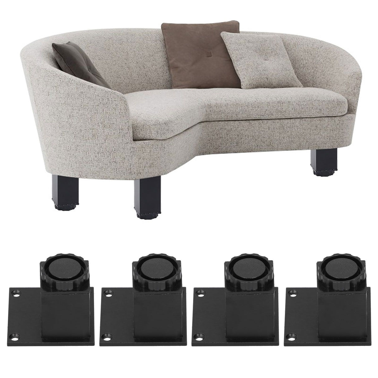 4Pcs/Set Furniture Leg Adjustable Height Aluminum Alloy Square Support for Sofa Cabinet60mm