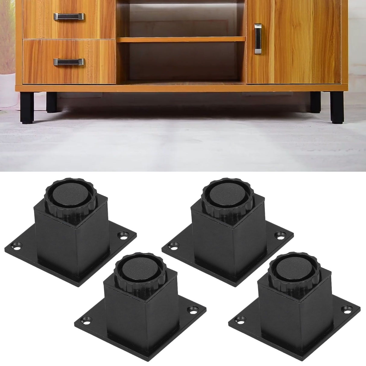 4Pcs/Set Furniture Leg Adjustable Height Aluminum Alloy Square Support for Sofa Cabinet60mm