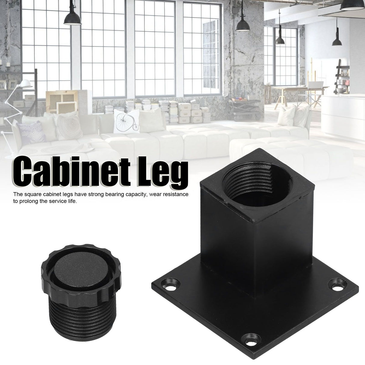 4Pcs/Set Furniture Leg Adjustable Height Aluminum Alloy Square Support for Sofa Cabinet60mm