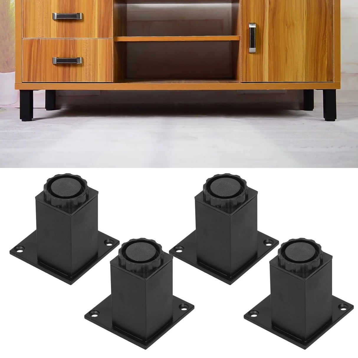 4Pcs/Set Furniture Leg Adjustable Height Aluminum Alloy Square Support for Sofa Cabinet80mm