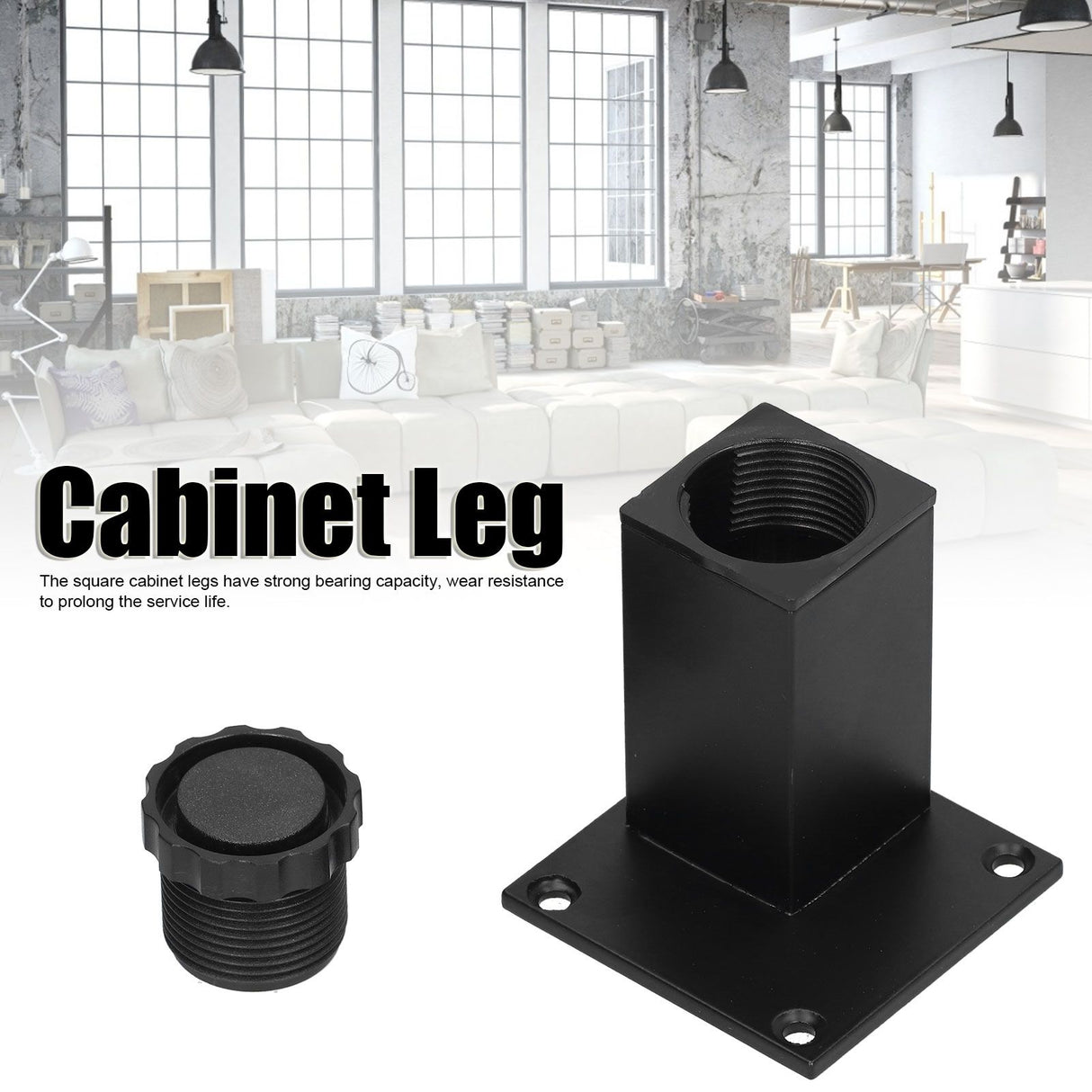4Pcs/Set Furniture Leg Adjustable Height Aluminum Alloy Square Support for Sofa Cabinet80mm