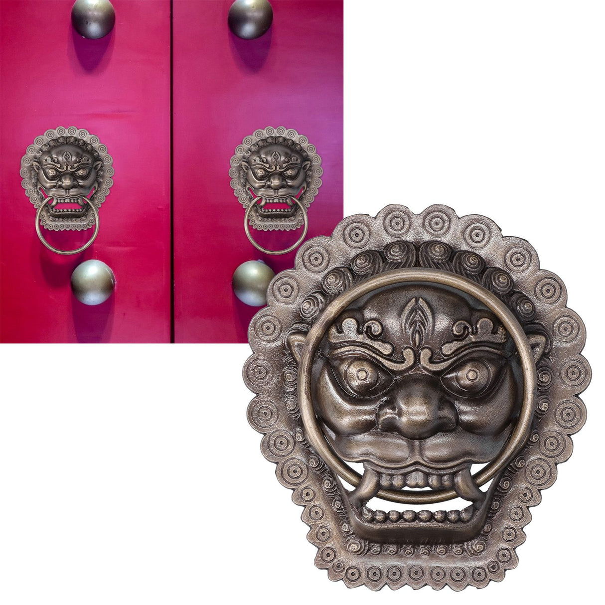 Chinese Style Door Knocker Antique Animal Head Door Ring Wooden Door Pull Ring Replacement Parts