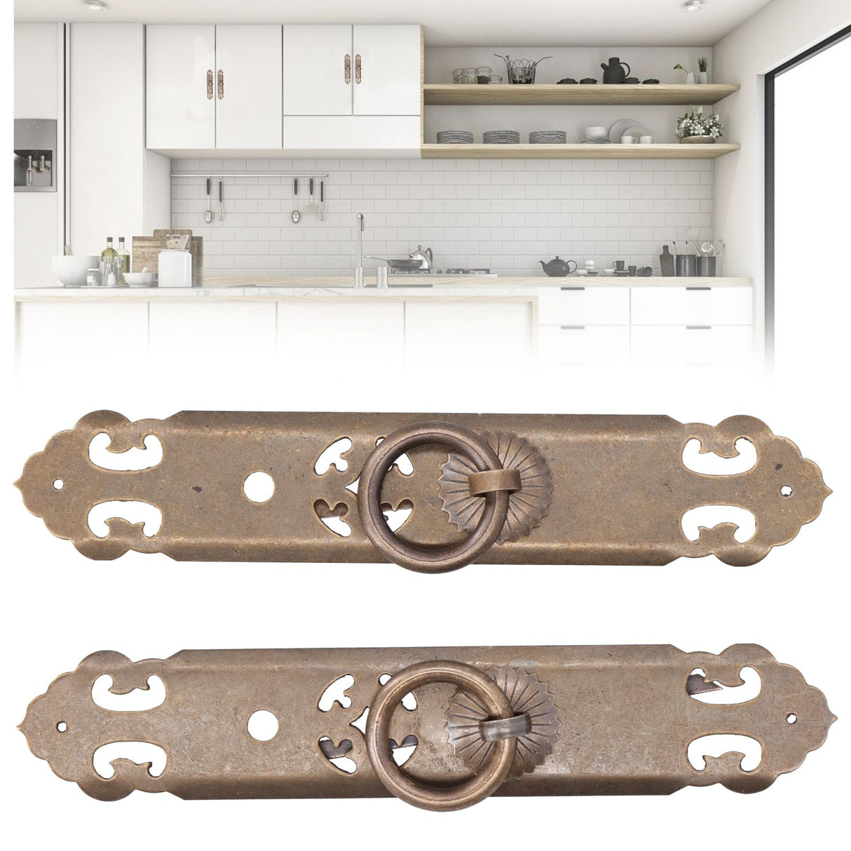 Chinese Style Door Handle Retro Straight Bar Hollow Handle Drawer Cupboard Hardware Fittings