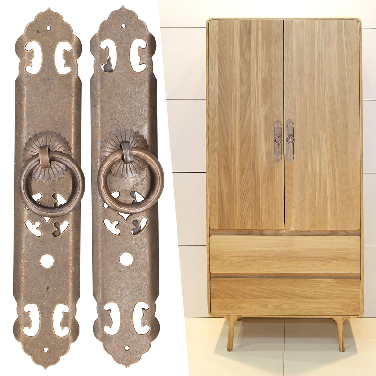 Chinese Style Door Handle Retro Straight Bar Hollow Handle Drawer Cupboard Hardware Fittings