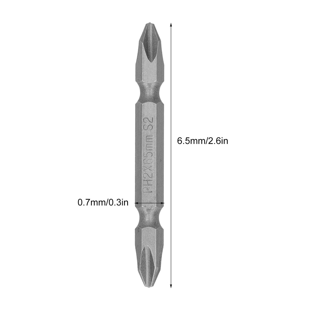 65mm PH2 Screwdriver Bits Magnetic Electric Screwdriver Head S2 DoubleHead Cross Bit(Sand Blast )
