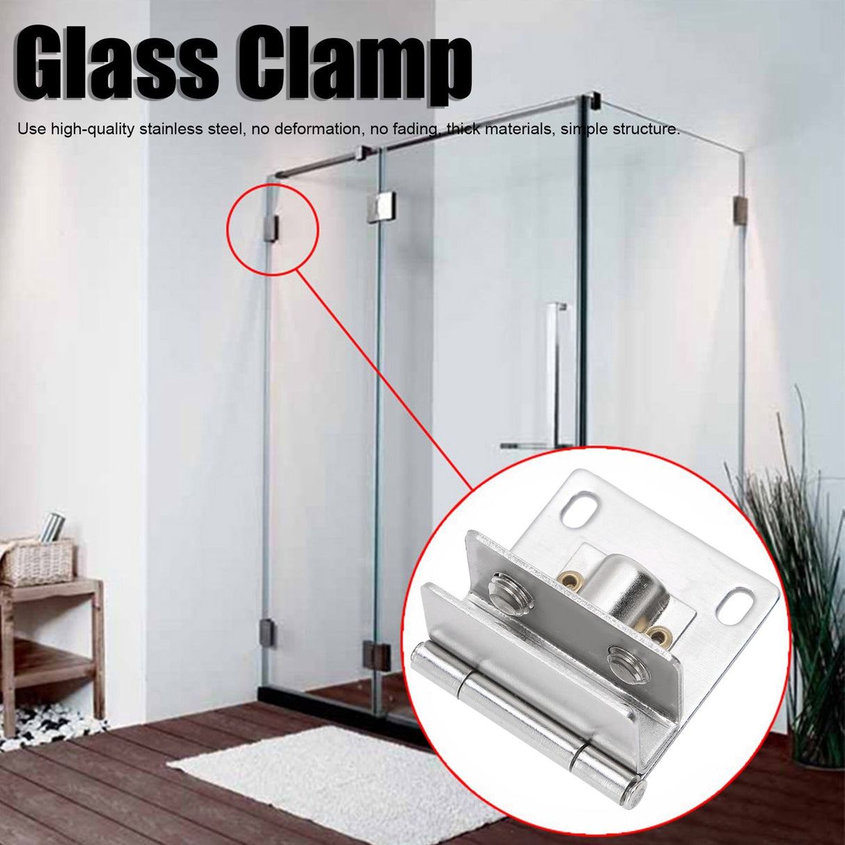 Stainless Steel Glass Door Hinge Punchfree Clamp Clip Bracket S Unilateral Clip