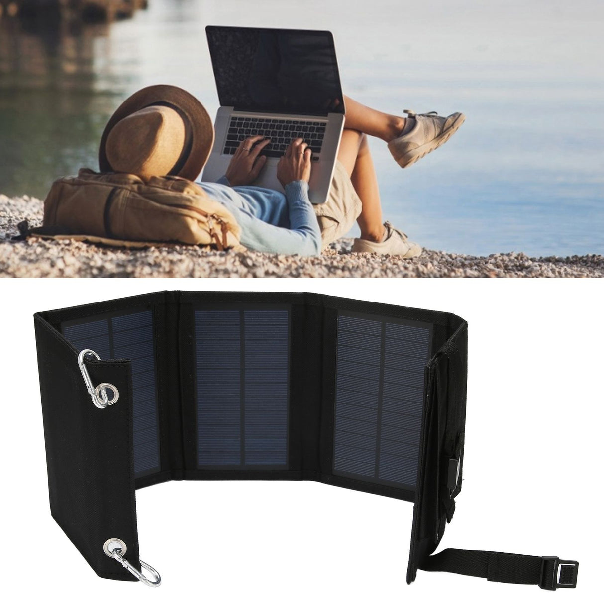10W 5 Fold Solar Panels High Conversion Efficiency Portable Polysilicon Power Source with USB Output Interface for Car