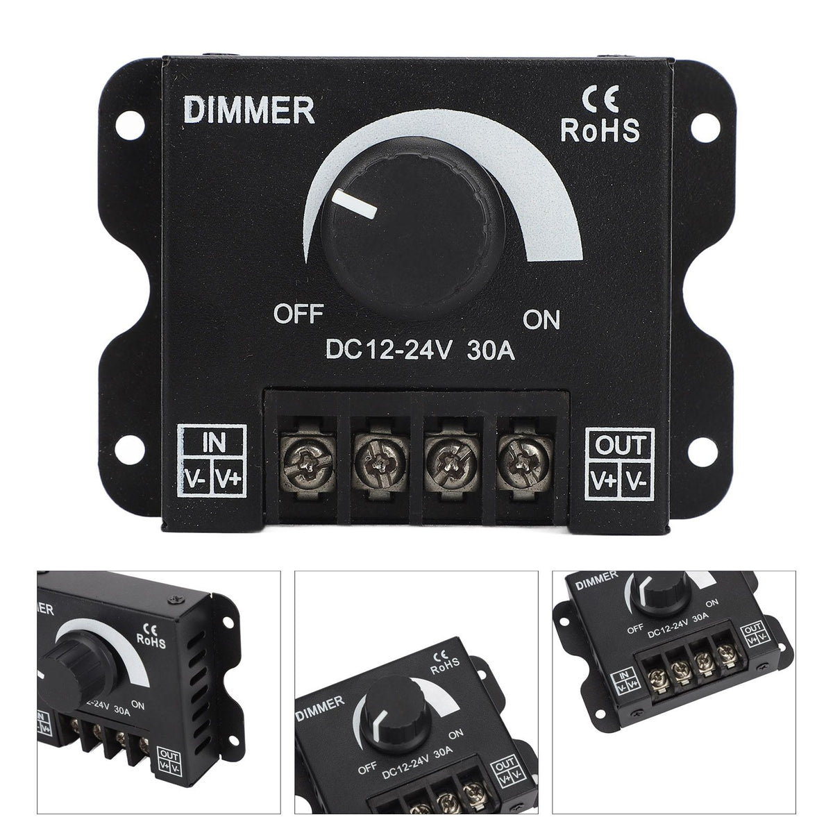 LED Dimmer Single Channel Stepless Dimming Excellent Heat Dissipation LED Light Strip Dimmer DC 12‑24V