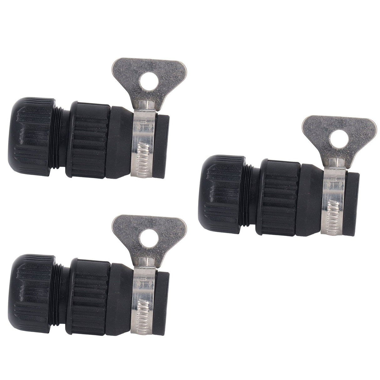 3pcs Tap Connector Adapter PP Stainless Steel Home Water Hose Accessories for Garden Car Washing with Clamp 16‑18 Outer Diameter