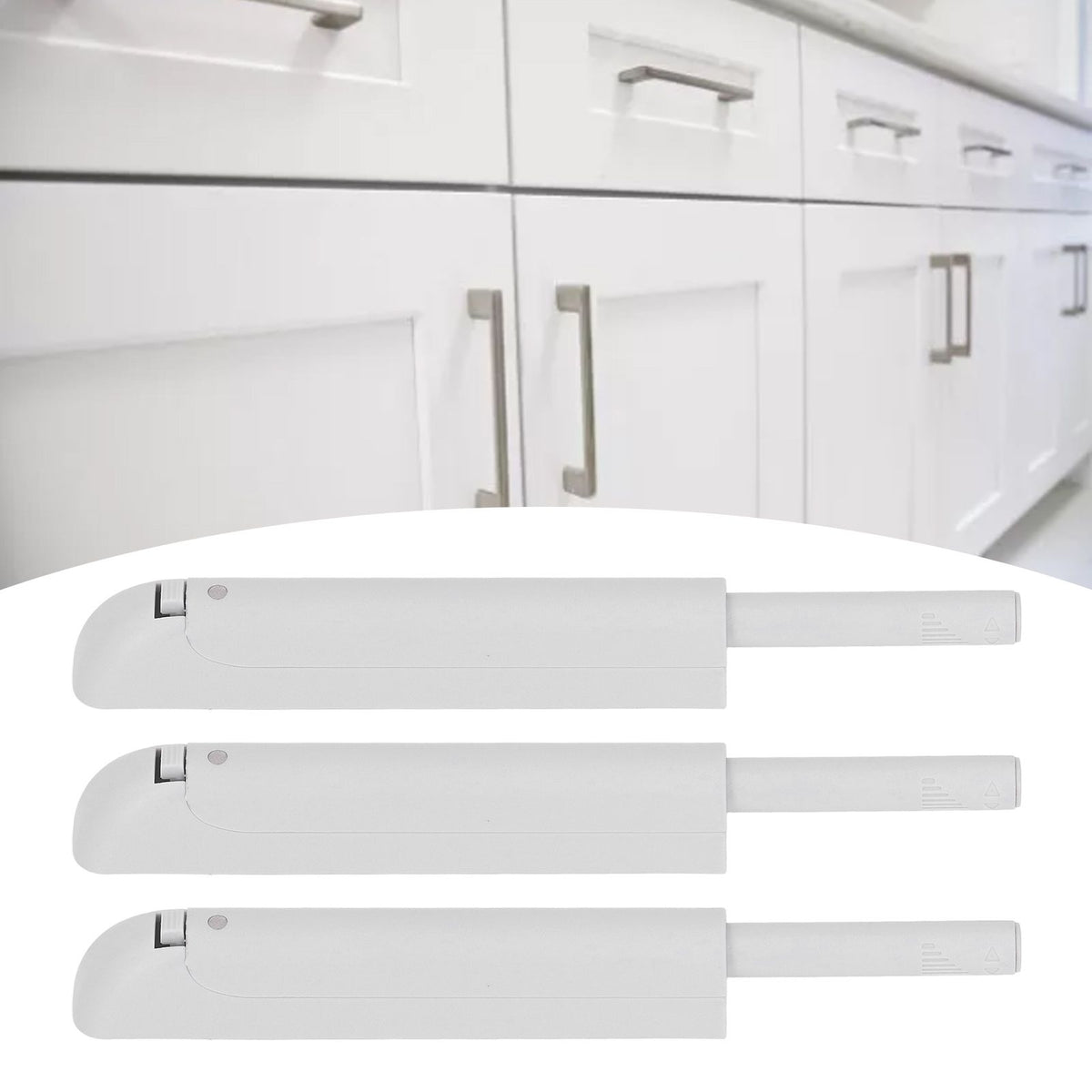 3Pcs Push Latch Widely Used Oxidation Resistant Door Latch Damper for Cabinet Door Closet Gray