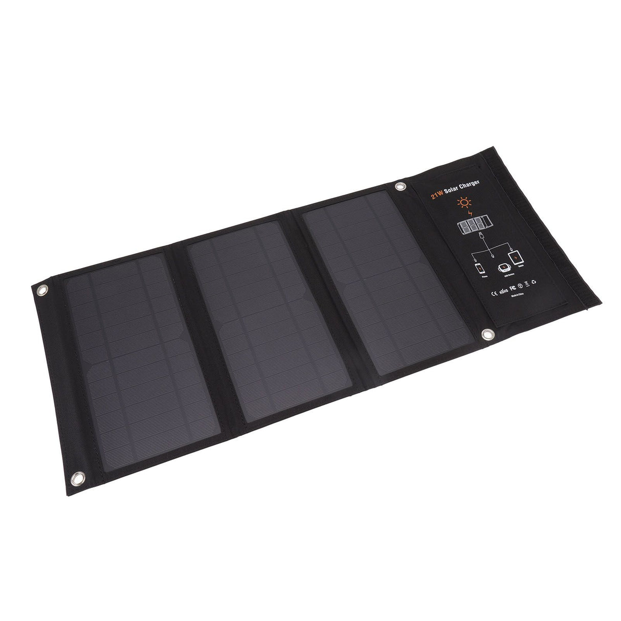 21W Foldable Solar Panel Charger Black Portable Solar Phone Charging Panels with Dual USB Port for Outdoor Hiking Camping