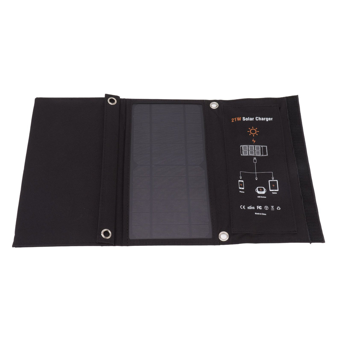 21W Foldable Solar Panel Charger Black Portable Solar Phone Charging Panels with Dual USB Port for Outdoor Hiking Camping