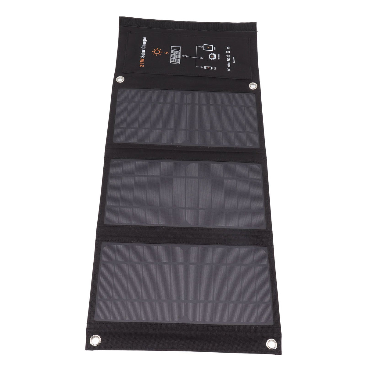 21W Foldable Solar Panel Charger Black Portable Solar Phone Charging Panels with Dual USB Port for Outdoor Hiking Camping