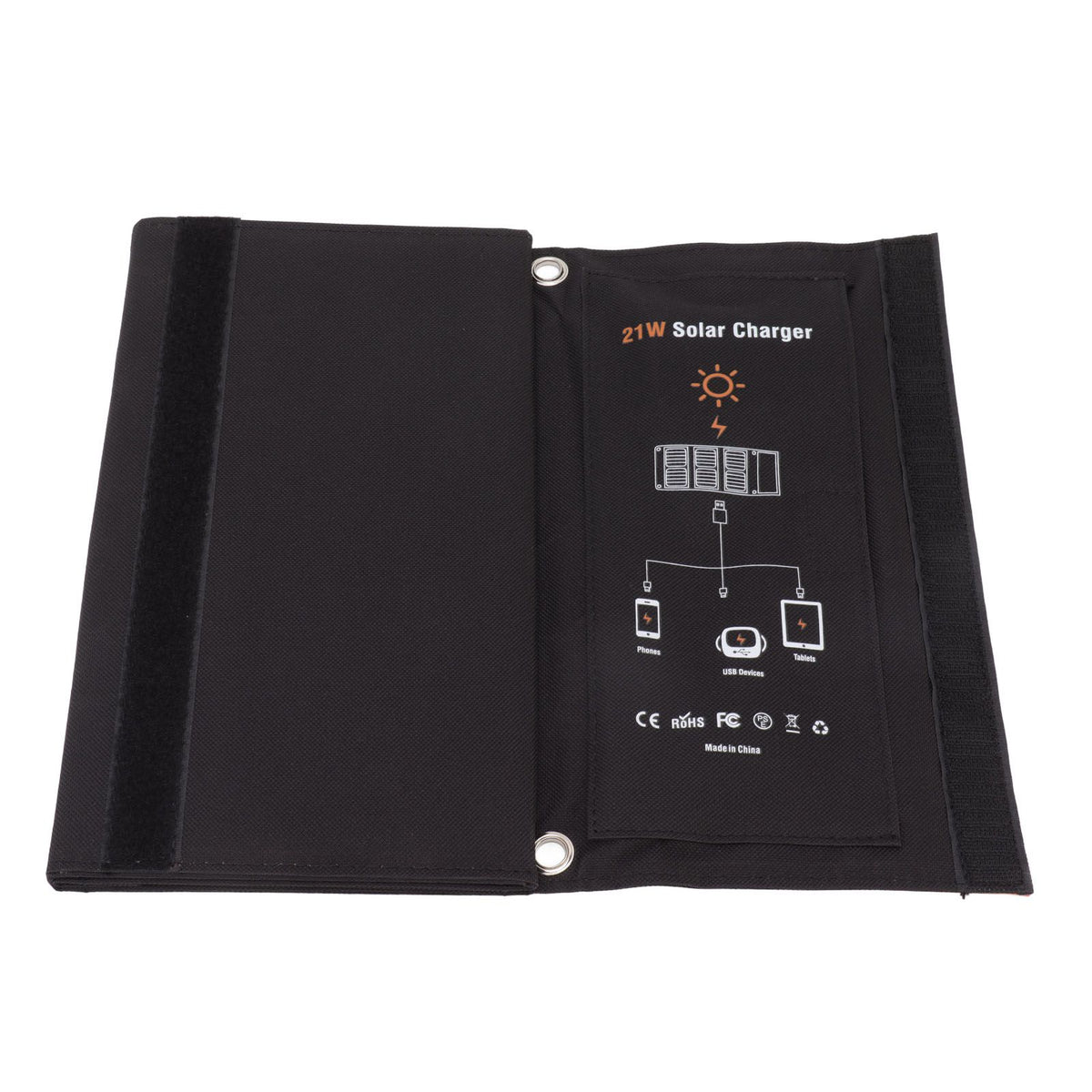 21W Foldable Solar Panel Charger Black Portable Solar Phone Charging Panels with Dual USB Port for Outdoor Hiking Camping