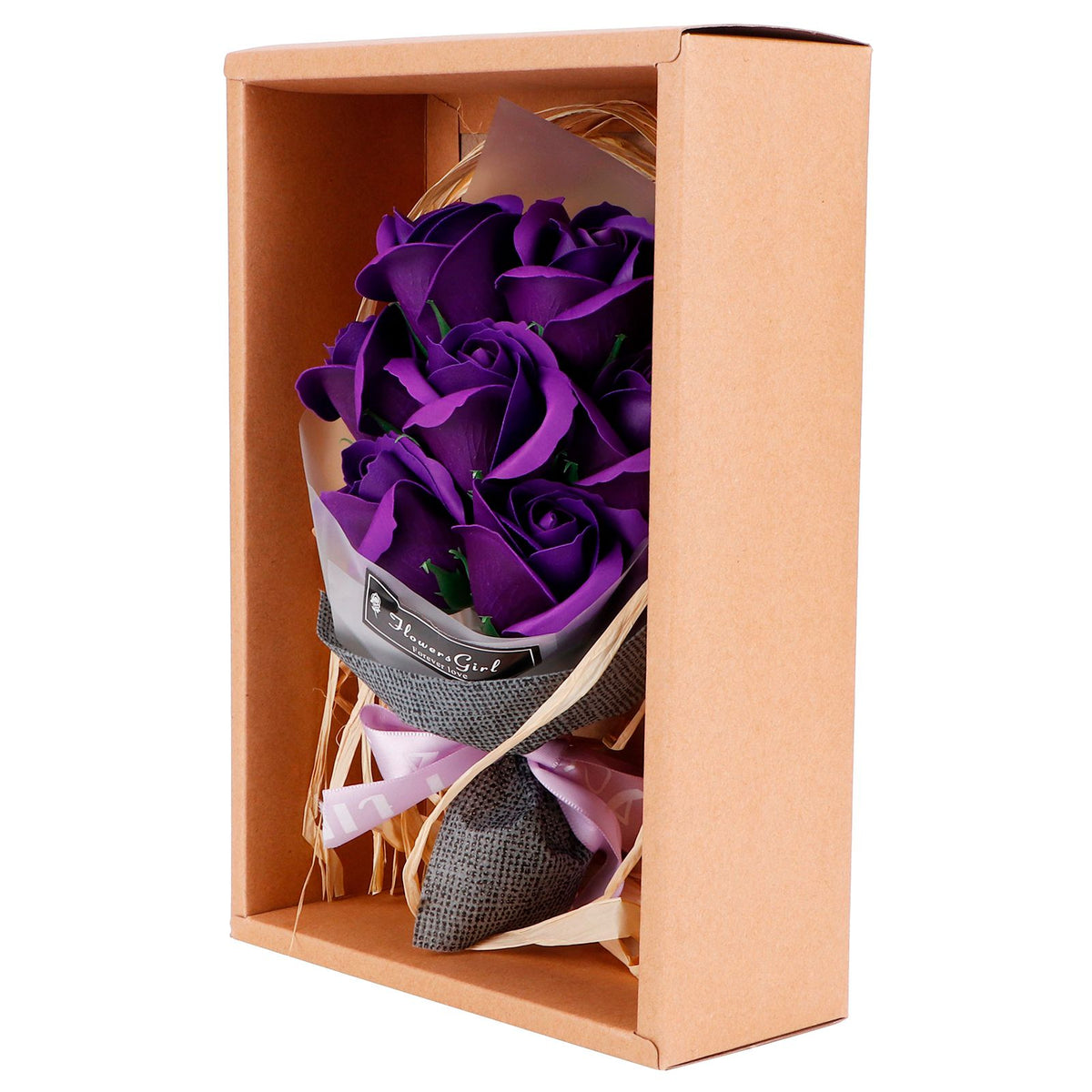 Rose Bouquet Artificial Fake Soap Flower Bunch for Wedding Ceremony Valentine's Day GiftPurple