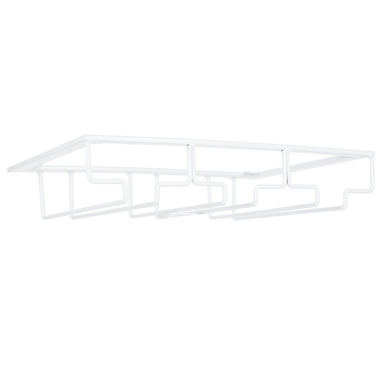 Wine Glass Rack Under Cabinet Stemware Holder Storage Hanger Metal Organizer for Bar Kitchen3 Slot 30x22.5cm White