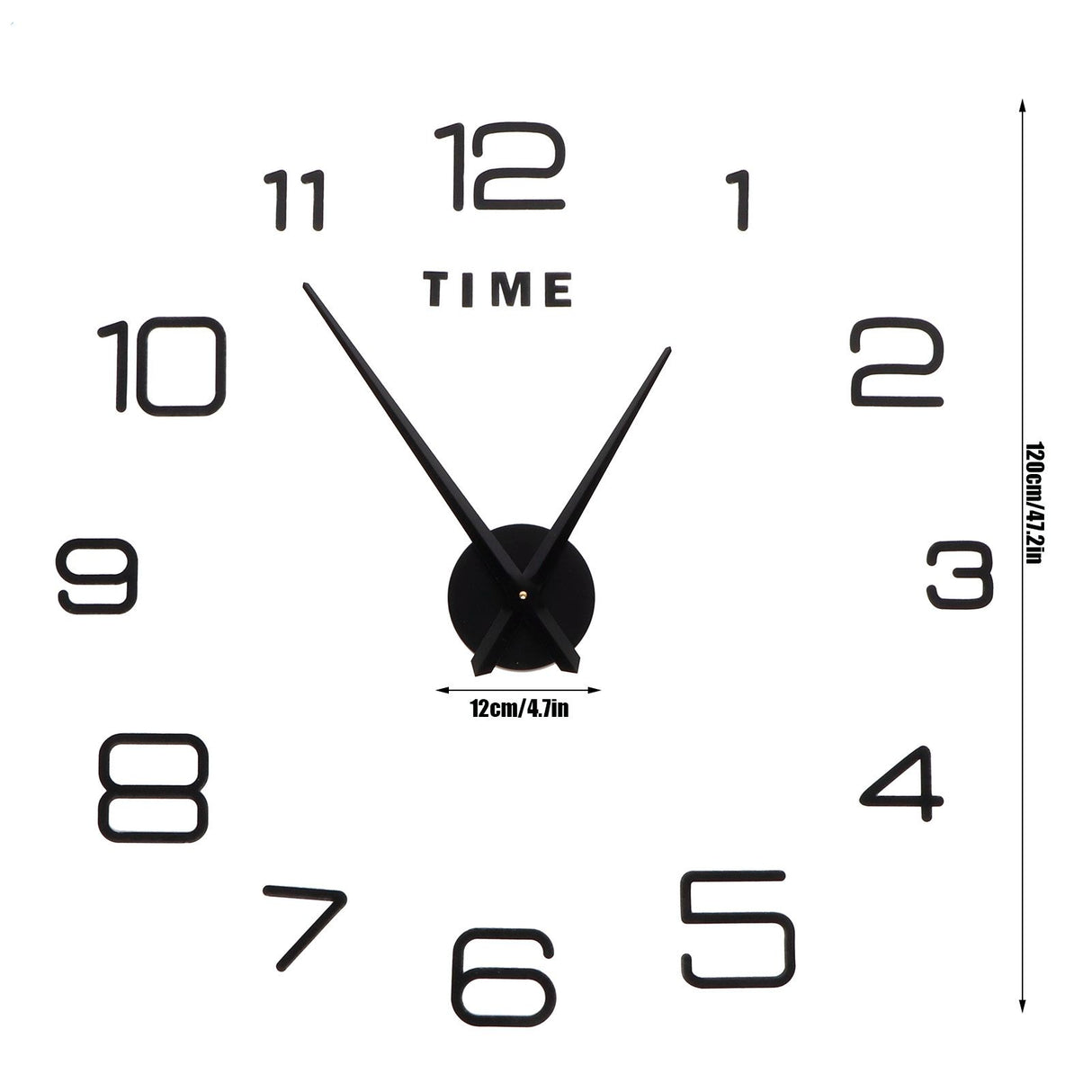 DIY Wall Clock Acrylic Frameless Mirror Surface Wall Sticker Clock Decor for Living Room BedroomBlack