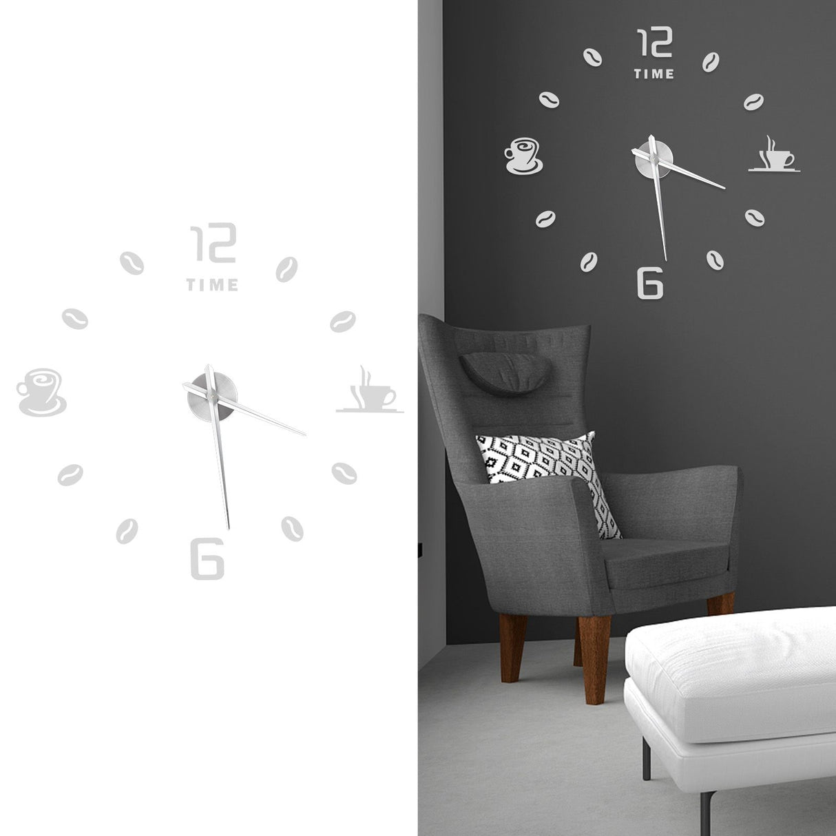 Modern Large Frameless DIY Wall Clock Mirror Surface Sticker for Home Office Room DecorSilver