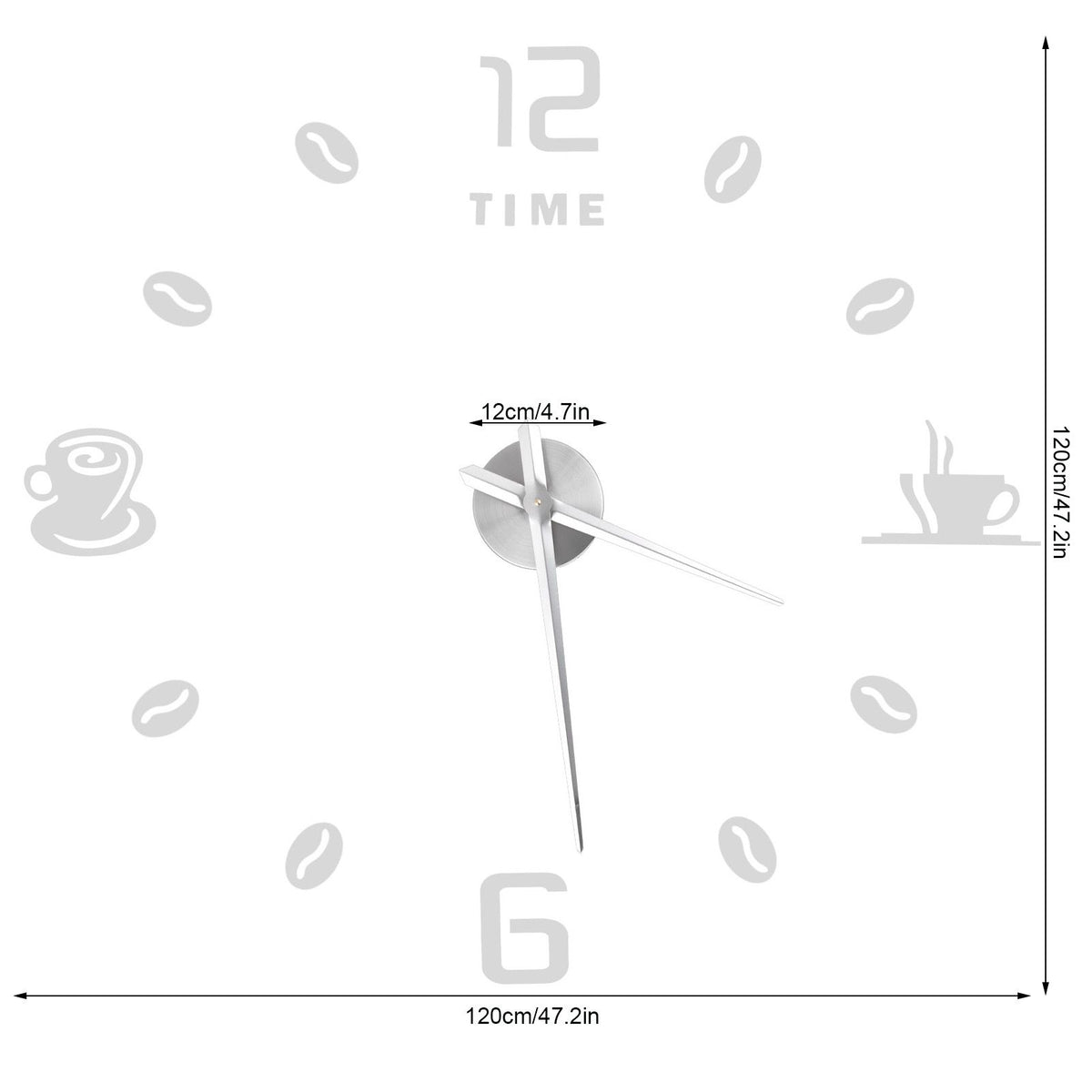 Modern Large Frameless DIY Wall Clock Mirror Surface Sticker for Home Office Room DecorSilver