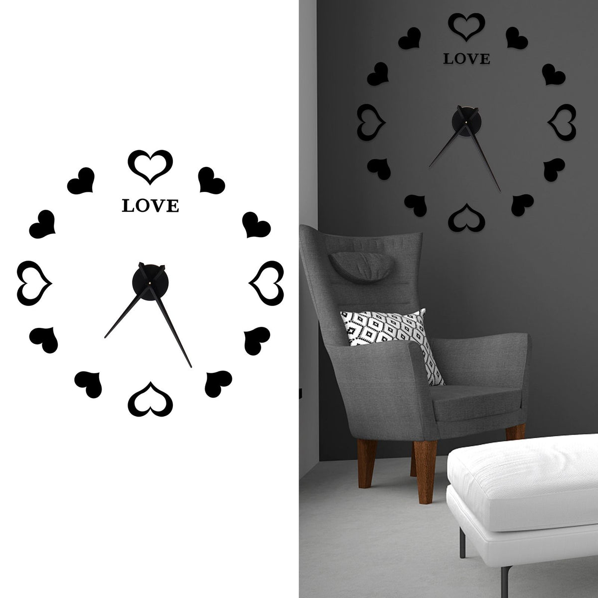 Innovative DIY Wall Clock Acrylic Mirror Surface Wall Sticker Clock for Home DecorationBlack
