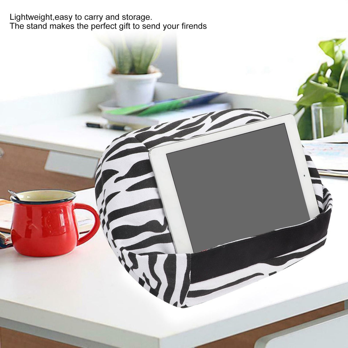 Portable Tablet Cushion Printed Canvas Reading Bracket Pillow Holder for Smartphone BooksStripe Style