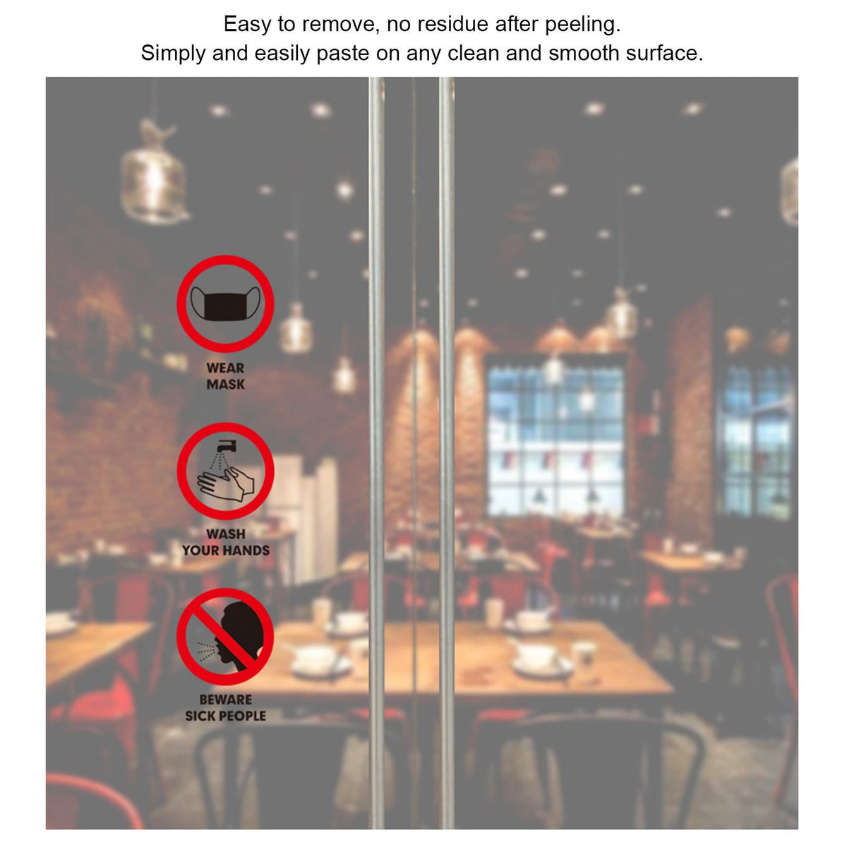 6PCS Caution Notice English Reminder Slogan Wall Sticker Sign for Hospital Company School
