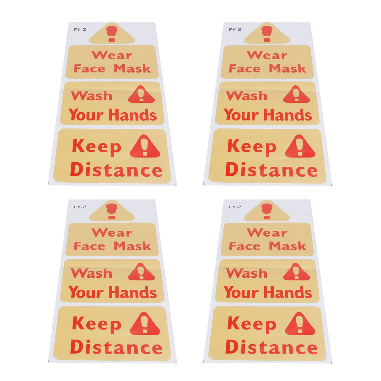 4PCS Warning Signs Wall Sticker Caution Warning Decals DIY Kitchen Shop Window Decor