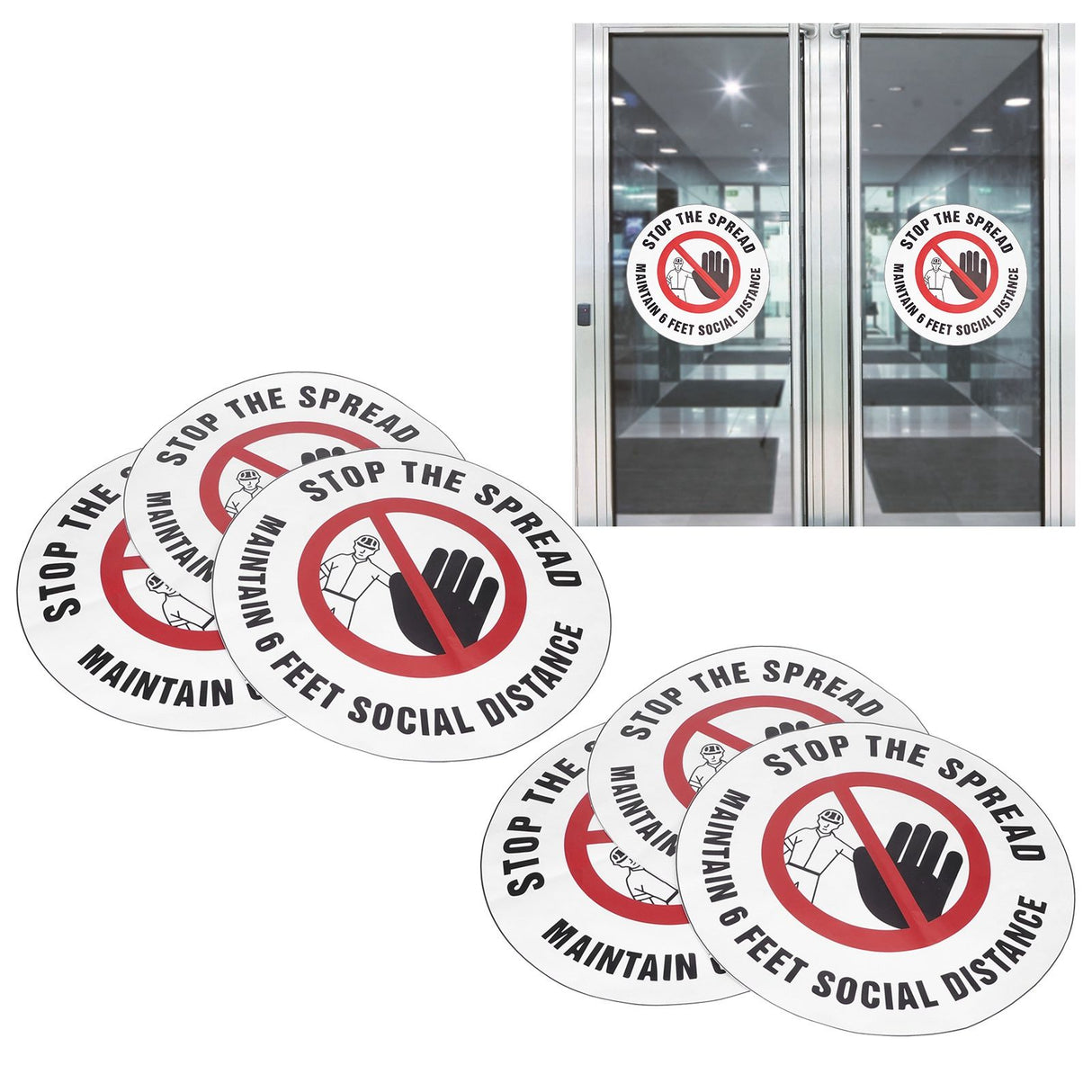 2 Sets Social Distancing Sign Keep Distance Wall Sticker for Home Supermarket Public Place