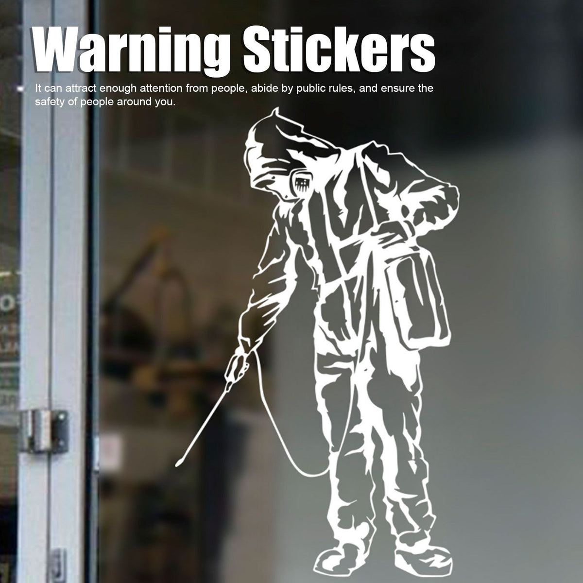 4 Sets Warning Stickers Indoor Outdoor Wall Window Glass Slogans English Signs 60x36.5cm