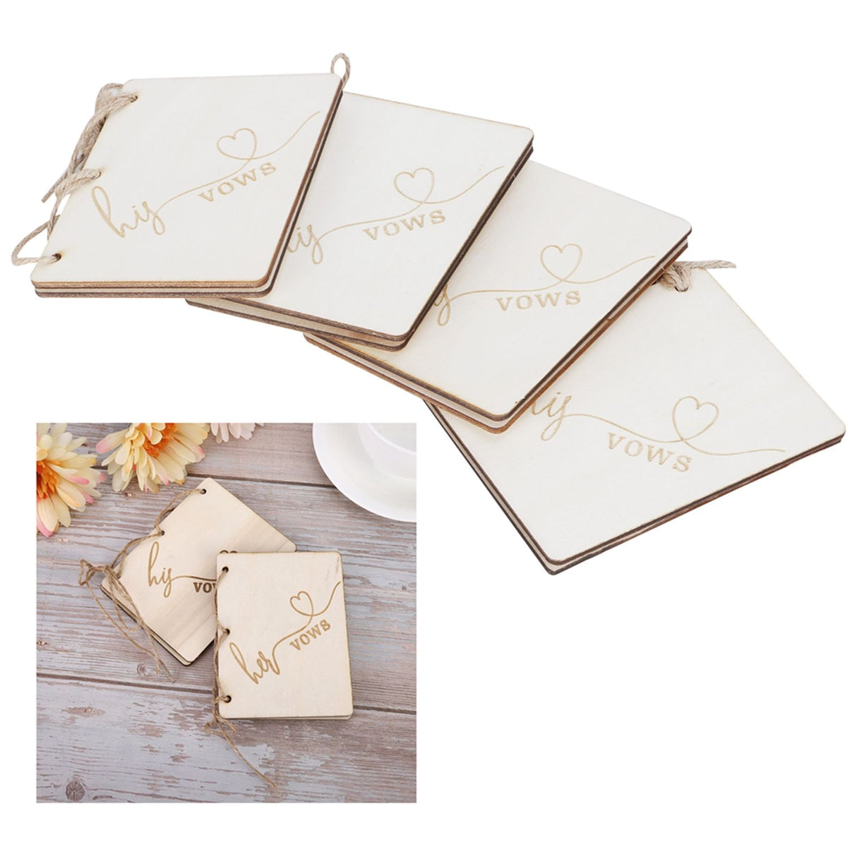 2 Sets Wedding Vow Books Exquisite Gift Card Declaration Booklets Props SuppliesStyle 2