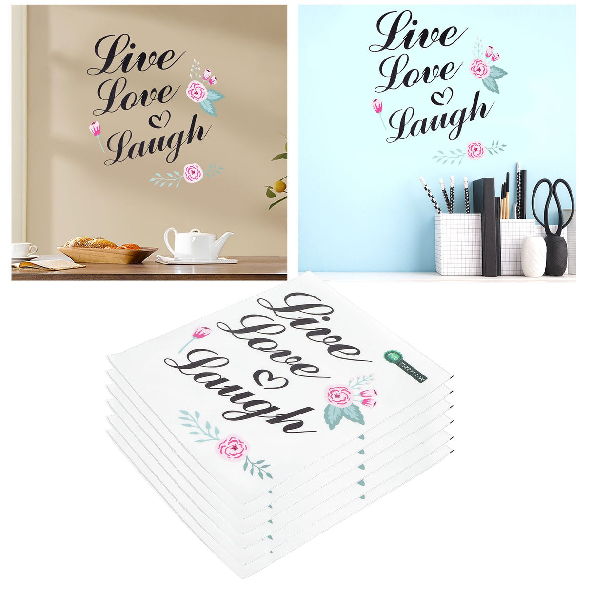 6Pcs Wall Sticker English Letters Pattern DIY Wall Decal for Home Living Room Decoration