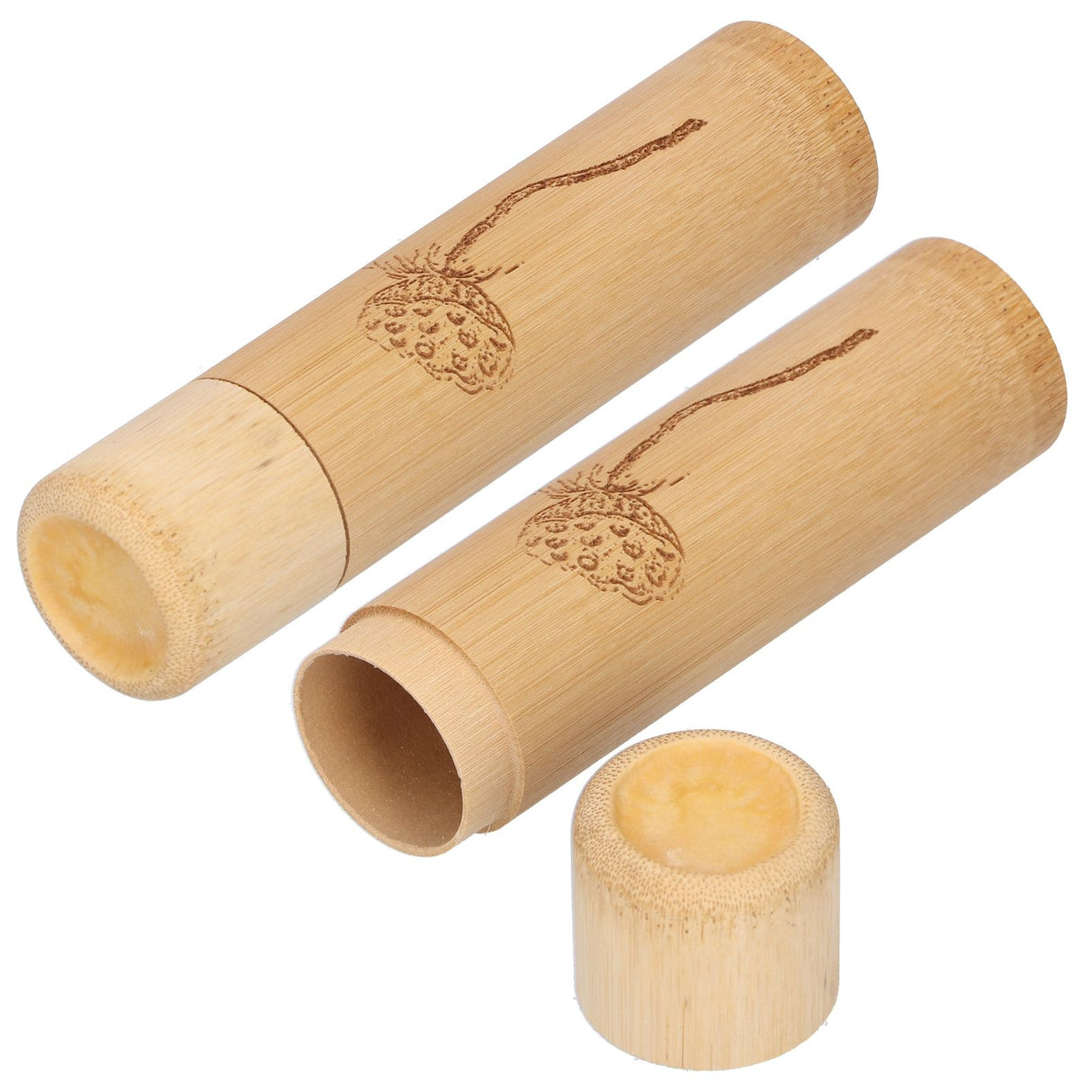 2Pcs Bamboo Tube Natural Environmentally Friendly Carbonized for Tea Nuts Incense CanisterLotus Pattern