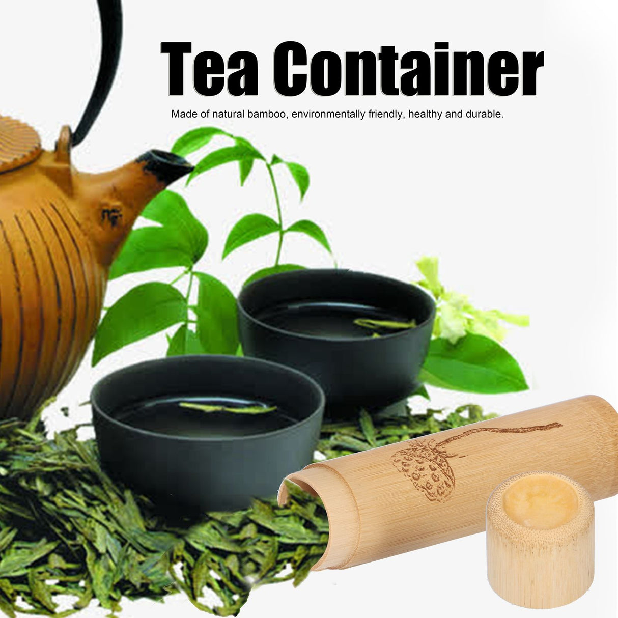 2Pcs Bamboo Tube Natural Environmentally Friendly Carbonized for Tea Nuts Incense CanisterLotus Pattern