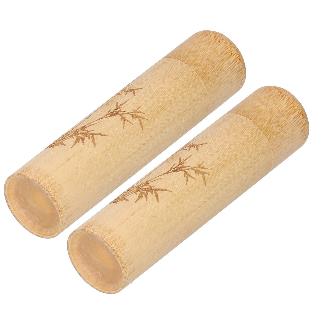 2Pcs Bamboo Tube Natural Environmentally Friendly Carbonized for Tea Nuts Incense CanisterBamboo Pattern