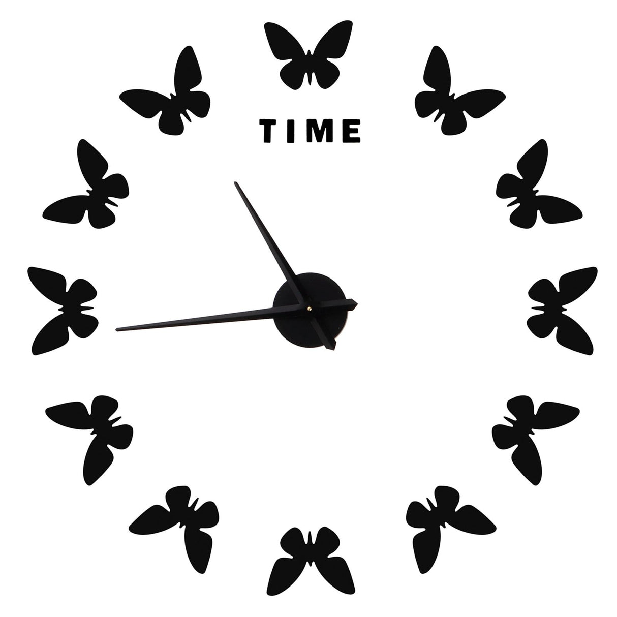 Large Wall Sticker Clock Butterfly Shape Innovation DIY Modern Art Living Room DecorationBlack