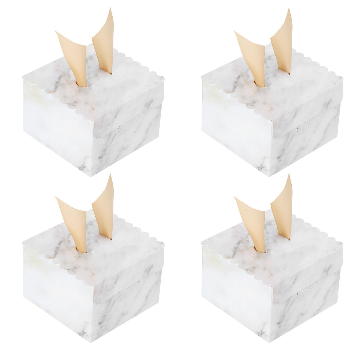25 Sets Square Candy Box European Wedding Party Gift Box for Chocolate Cookies JewelryMarble Pattern (Golden Wing)