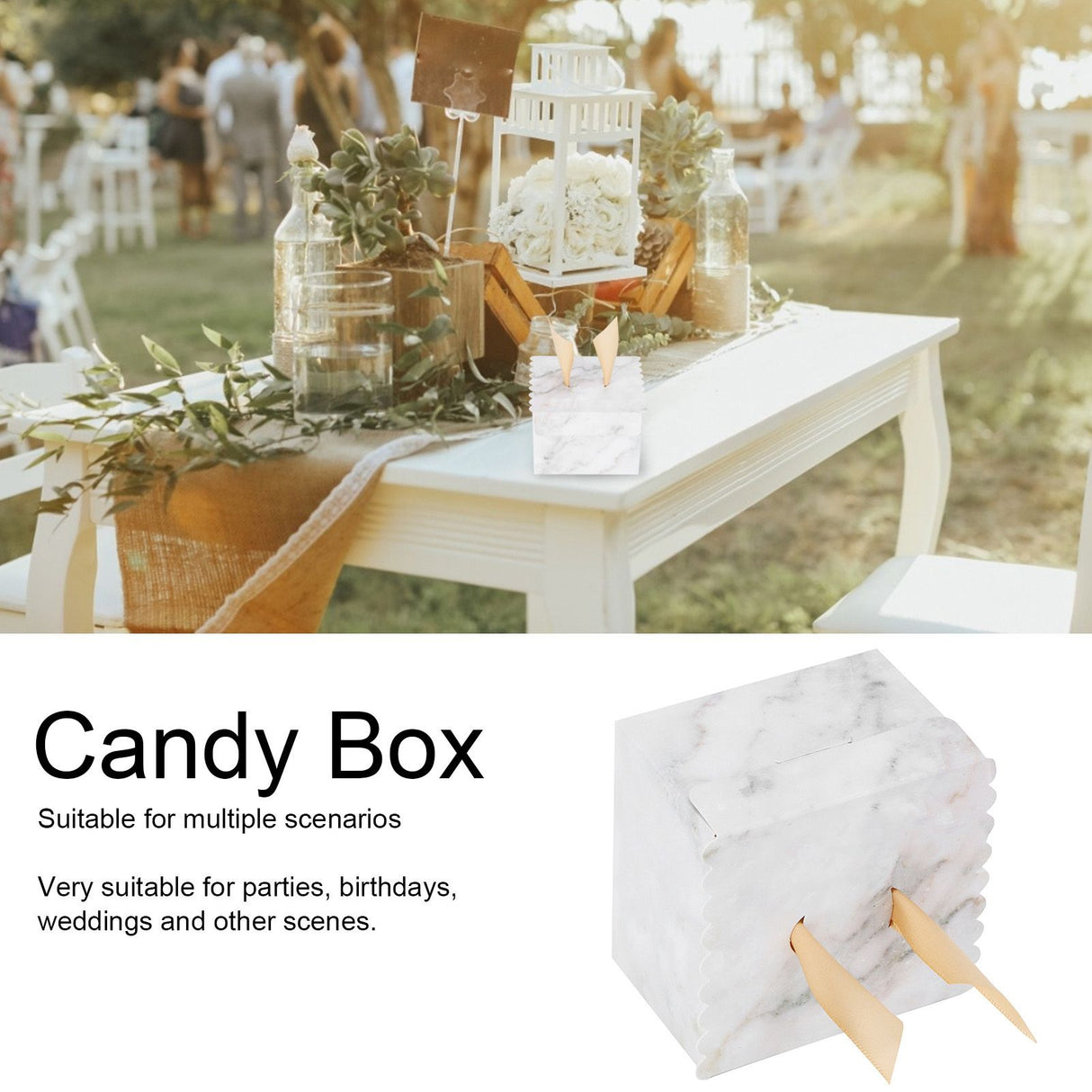 25 Sets Square Candy Box European Wedding Party Gift Box for Chocolate Cookies JewelryMarble Pattern (Golden Wing)