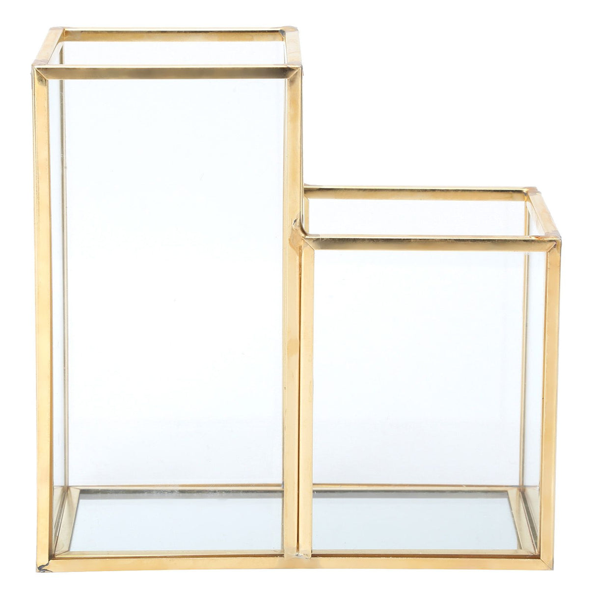 Glass Storage Container Garden Polygonal Column Golden Brass Bar Welding Flower Room Box