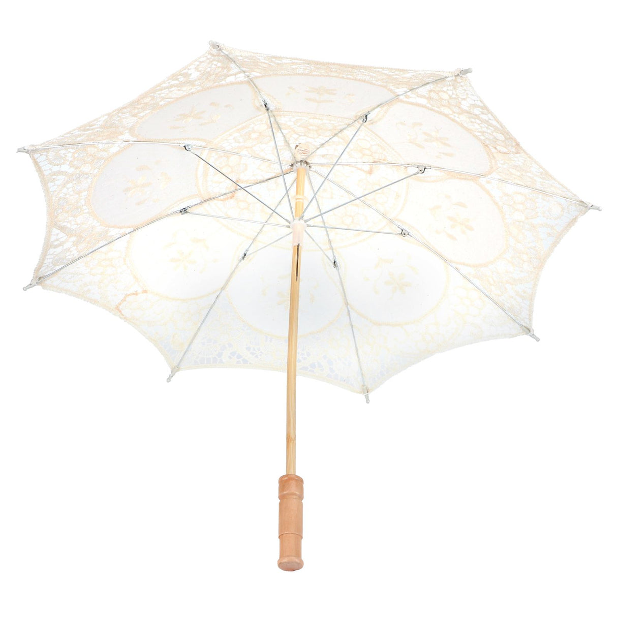 Lace Umbrella Parasol Vintage Wedding Bridal Umbrella for Photo Costume Party SuppliesL Beige