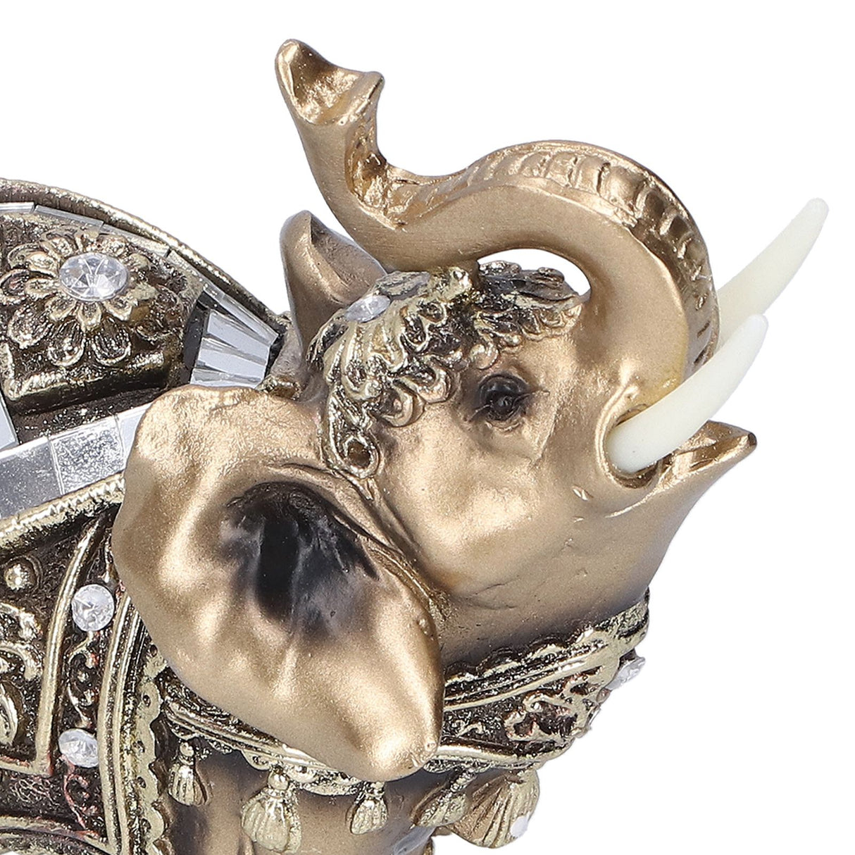 Elephant Statue Figurine Feng Shui Resin Animal Ornament Art Crafts Desktop DecorationGold L 13.5x6x14cm