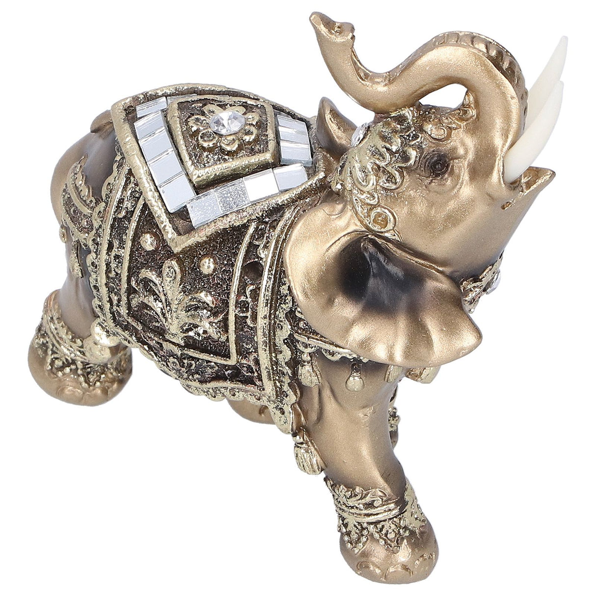 Elephant Statue Figurine Feng Shui Resin Animal Ornament Art Crafts Desktop DecorationGold M 10x5x10cm