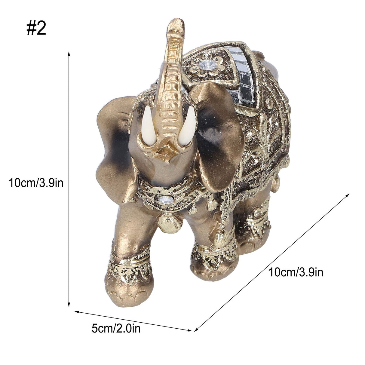 Elephant Statue Figurine Feng Shui Resin Animal Ornament Art Crafts Desktop DecorationGold M 10x5x10cm