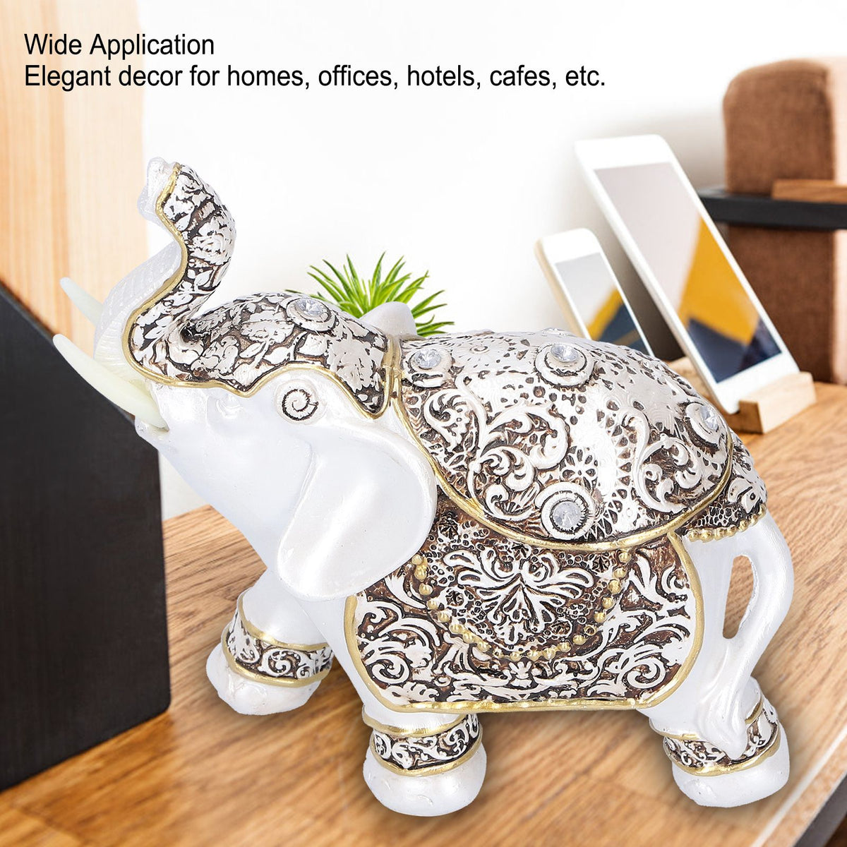 Resin Elephant Feng Shui Statue Wealth Lucky Figurine Crafts Home Office Decor GiftB Style