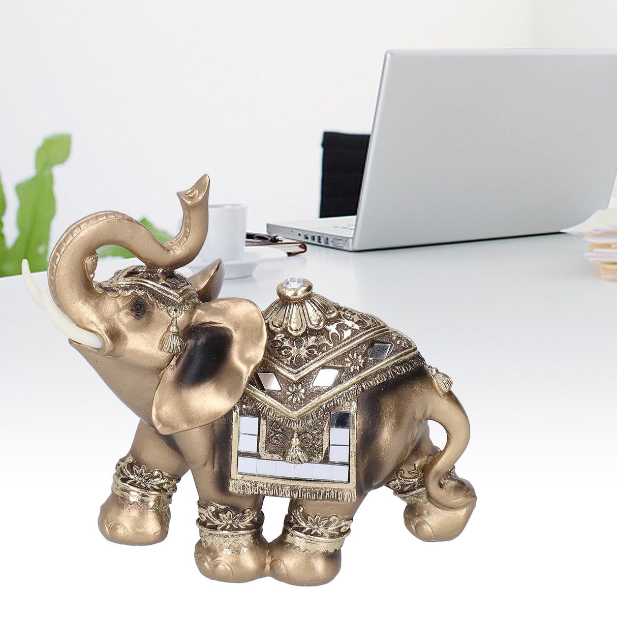 Resin Elephant Statue Figurine Crafts Desktop Ornaments for Home Living RoomGold L 16.5x8x16cm