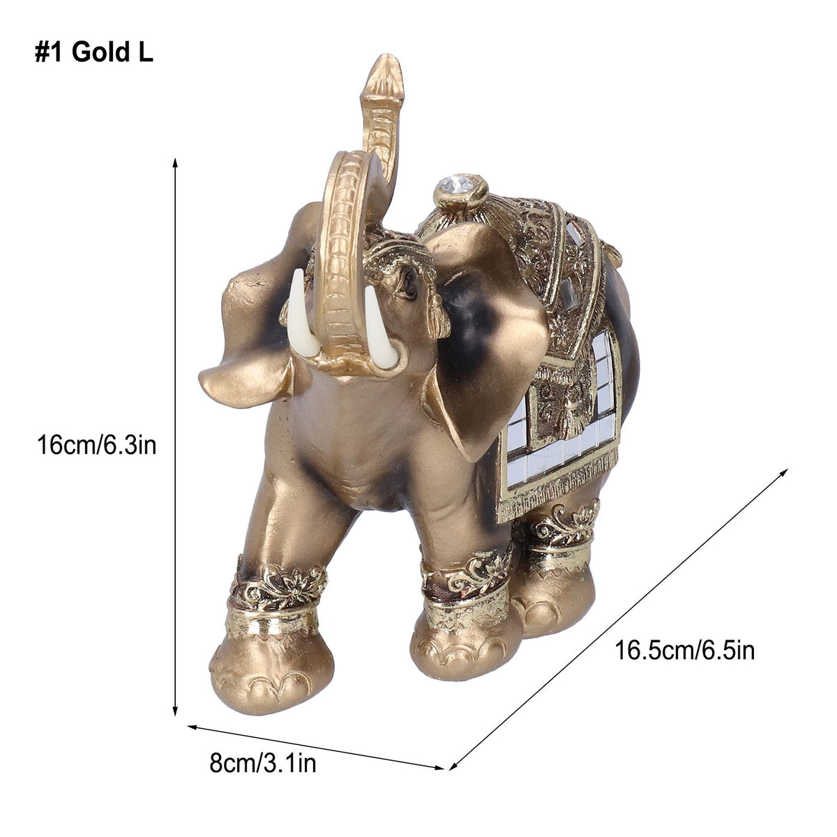 Resin Elephant Statue Figurine Crafts Desktop Ornaments for Home Living RoomGold L 16.5x8x16cm