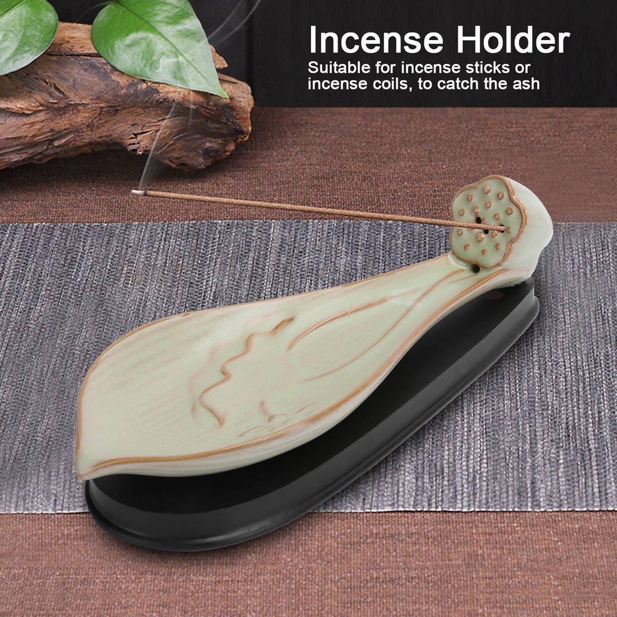Incense Holder Embossed Ceramic Incense Stick Coil Burner Tray Desktop Decoration