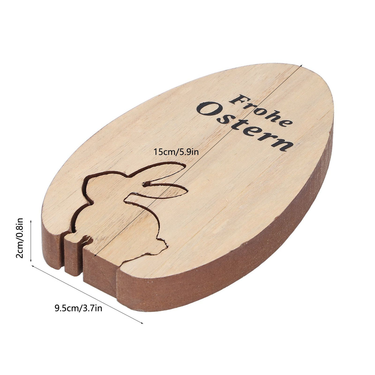 Wooden Egg Shape Ornament Cute Rabbit Tabletop Decor Wooden Craft Ornaments for Home Office