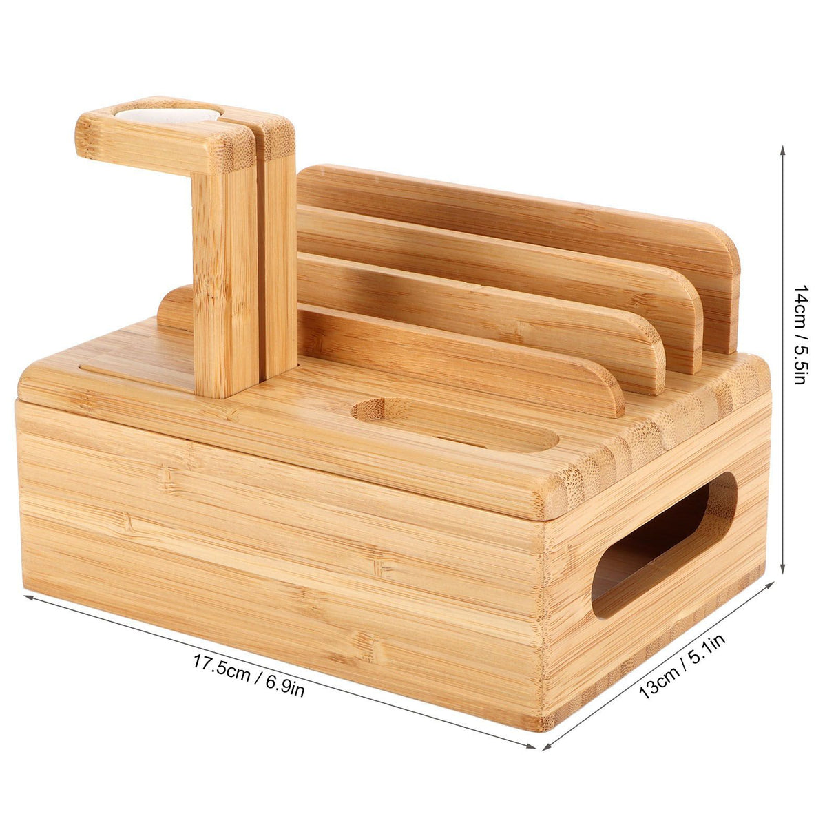 Bamboo Device Organizer Stand Cellphone Tablet Watch Holder Desktop Storage Box Gifts