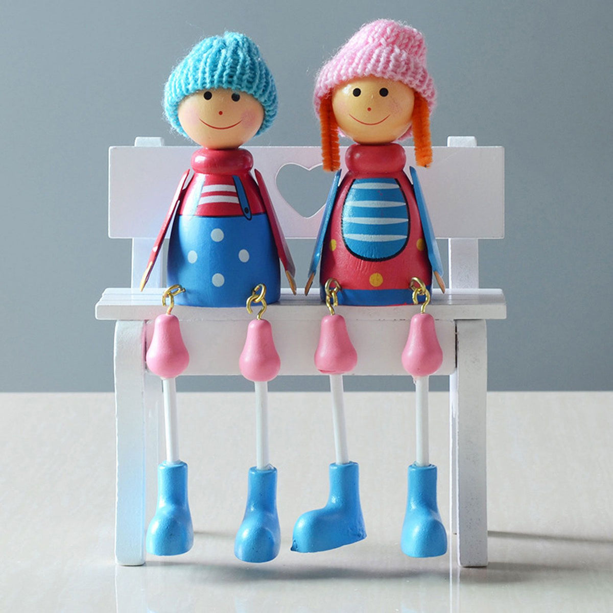 Wooden Dolls Cartoon Puppet Decoration Ornament Handicraft for Wedding Favors Birthday Gift