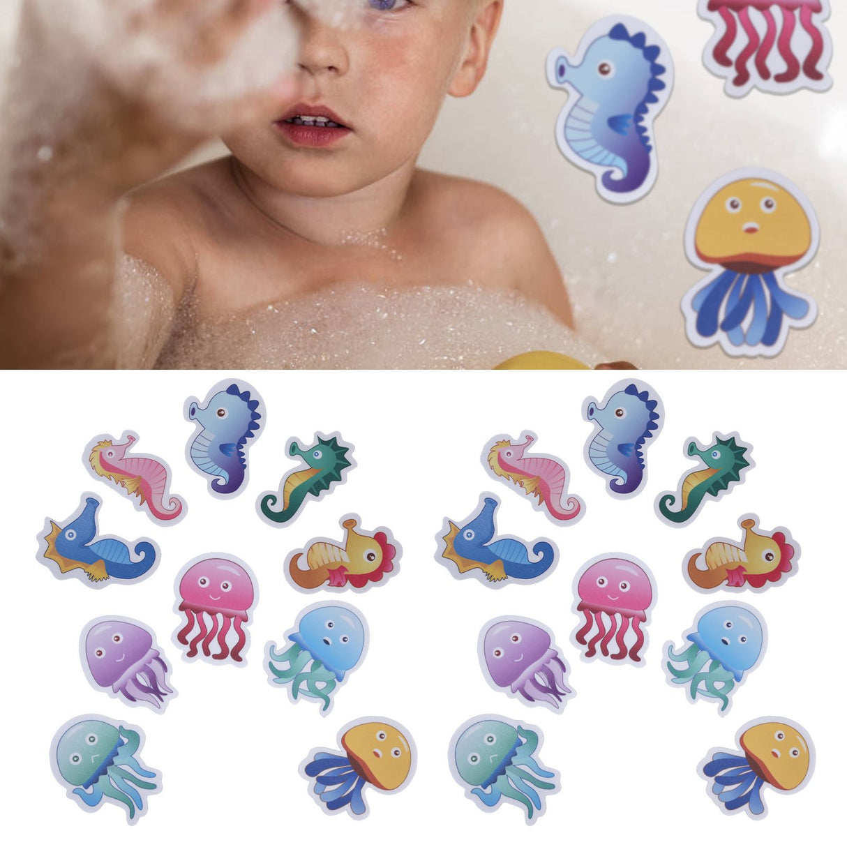 2 Set Bathroom Bathtub Stickers Children Room Decorative Wall Decal Sea Animal Nonslip Adhesive Appliques